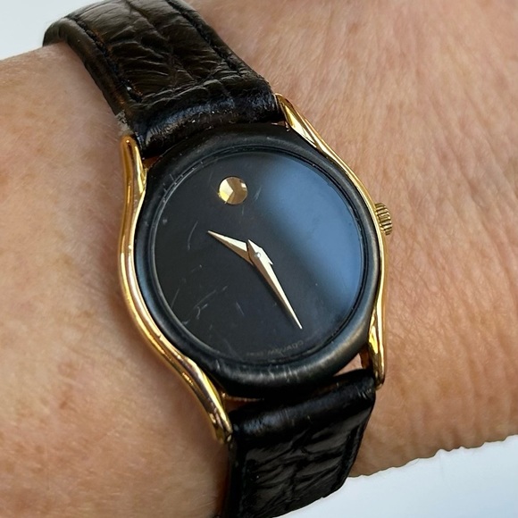Movado Accessories - Movado Museum Collection Elegant gold watch Black Strap